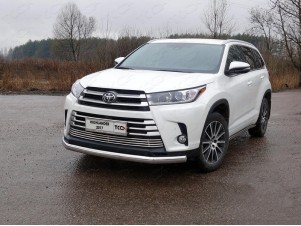 Защита передняя овальная 75х42 мм для Toyota Highlander № TOYHIGHL17-27