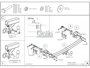 ТСУ Фаркоп оцинкованный Galia шар C съемный для Nissan X-Trail T31 № N050C