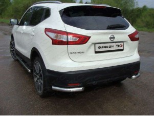 Защита заднего бампера уголки 60 мм для Nissan Qashqai № NISQASH14-13