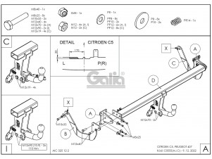 ТСУ Фаркоп оцинкованный Galia шар A для Citroen C5/Peugeot 407 № C055A