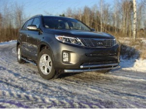 Защита передняя двойная 60-50 мм для Kia Sorento № KIASOR12-02