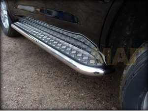 Пороги с площадкой алюминиевый лист 76 мм для Toyota Land Cruiser 200 № LCN2012_5