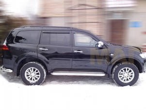 Пороги с площадкой алюминиевый лист 53 мм для Mitsubishi Pajero Sport № MPS14 2.2