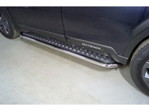 Пороги с площадкой 75х42 мм для Subaru Outback VI Рестайлинг 2022 – н.в. SUBOUT21-22
