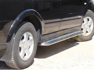 Пороги с площадкой алюминиевый лист 43 мм для Ssang Yong Actyon № SSA_2.2