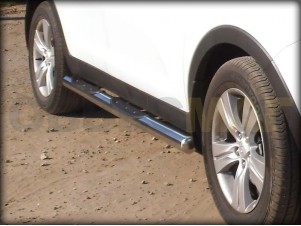 Пороги труба с накладками 76 мм для Ssang Yong Rexton № SSR_2