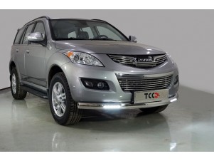 Защита передняя овальная с ДХО 75х42 мм для Haval H5 № HAVH520-20