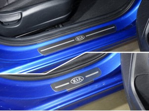 Накладки на пороги шлифованный лист лого Kia 4 штуки для Kia Rio № KIARIO17-06