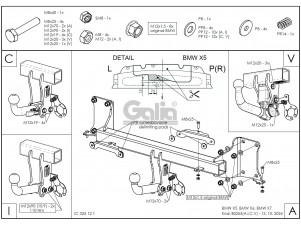 Фаркоп оцинкованный для BMW X5 G05 2018-н.в., BMW X7 G07 2019-н.в., BMW X6 G06 2019-н.в. быстросъемное крепление шара №B026C