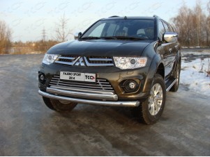 Защита передняя двойная 76/75 мм для Mitsubishi Pajero Sport № MITPASPOR14-01