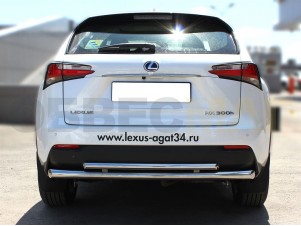 Защита заднего бампера двойная 60-43 мм для Lexus NX300h F-Sport № LNXFS_3.1