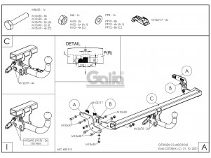 Фаркоп Galia шар С оцинкованный, быстросъемное крепление для Citroen C3 Aircross № C073C